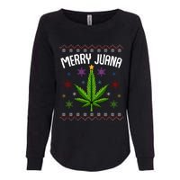 Merry Juana Ugly Christmas 420 Cannabis Marijuana Leaf Weed Womens California Wash Sweatshirt