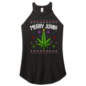 Merry Juana Ugly Christmas 420 Cannabis Marijuana Leaf Weed Women's Perfect Tri Rocker Tank