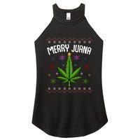 Merry Juana Ugly Christmas 420 Cannabis Marijuana Leaf Weed Women's Perfect Tri Rocker Tank