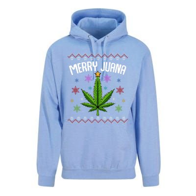 Merry Juana Ugly Christmas 420 Cannabis Marijuana Leaf Weed Unisex Surf Hoodie