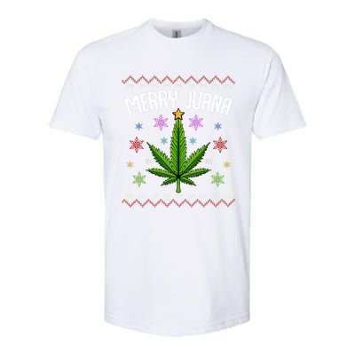 Merry Juana Ugly Christmas 420 Cannabis Marijuana Leaf Weed Softstyle® CVC T-Shirt