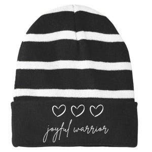 Minimalist Joyful Warrior Kamala Harris Tim Walz Waltz 2024 Striped Beanie with Solid Band