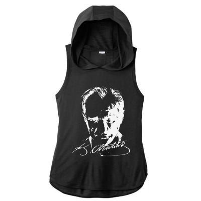 Mustafa Kemal Ataturk Father Of Turkey Ladies PosiCharge Tri-Blend Wicking Draft Hoodie Tank