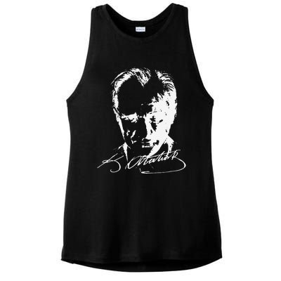 Mustafa Kemal Ataturk Father Of Turkey Ladies PosiCharge Tri-Blend Wicking Tank