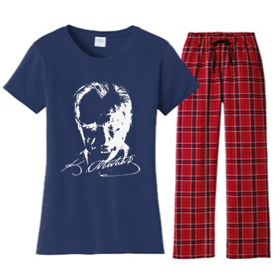 Mustafa Kemal Ataturk Father Of Turkey Women's Flannel Pajama Set