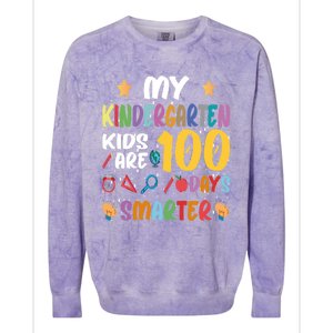 My Kindergarten Are 100 Days Smarter Kinder Teacher Gift Colorblast Crewneck Sweatshirt