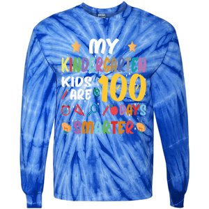 My Kindergarten Are 100 Days Smarter Kinder Teacher Gift Tie-Dye Long Sleeve Shirt