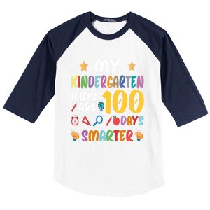 My Kindergarten Are 100 Days Smarter Kinder Teacher Gift Baseball Sleeve Shirt