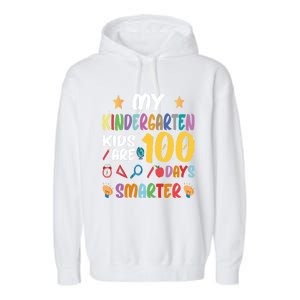 My Kindergarten Are 100 Days Smarter Kinder Teacher Gift Garment-Dyed Fleece Hoodie