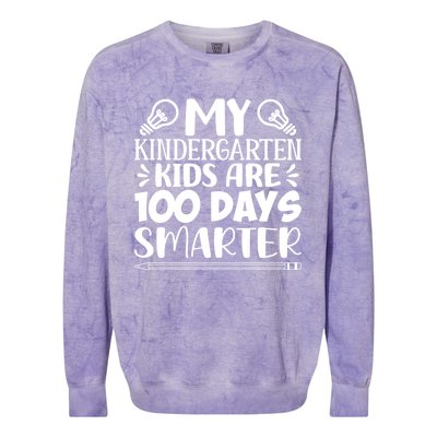 My Kindergarten Are 100 Days Smarter Teacher 100th Day Great Gift Colorblast Crewneck Sweatshirt