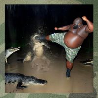 Man Kicking Alligator In Swamp Funny Oddly Specific Meme Legacy Tie Dye Trucker Hat