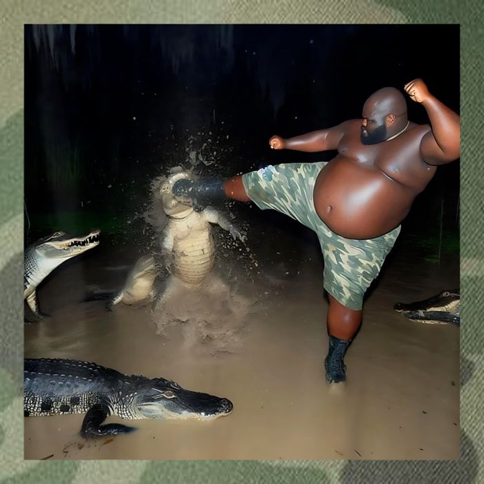 Man Kicking Alligator In Swamp Funny Oddly Specific Meme Legacy Tie Dye Trucker Hat
