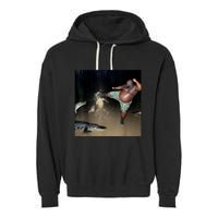 Man Kicking Alligator In Swamp Funny Oddly Specific Meme Garment-Dyed Fleece Hoodie