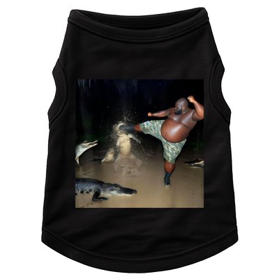 Man Kicking Alligator In Swamp Funny Oddly Specific Meme Doggie Tank