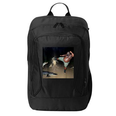 Man Kicking Alligator In Swamp Funny Oddly Specific Meme City Backpack