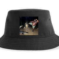 Man Kicking Alligator In Swamp Funny Oddly Specific Meme Sustainable Bucket Hat