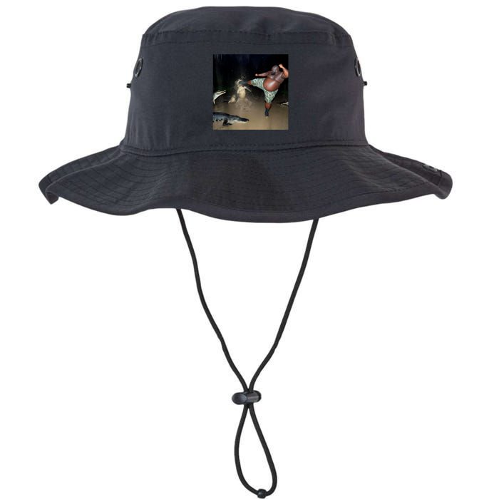Man Kicking Alligator In Swamp Funny Oddly Specific Meme Bucket Hat