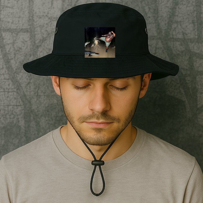 Man Kicking Alligator In Swamp Funny Oddly Specific Meme Bucket Hat