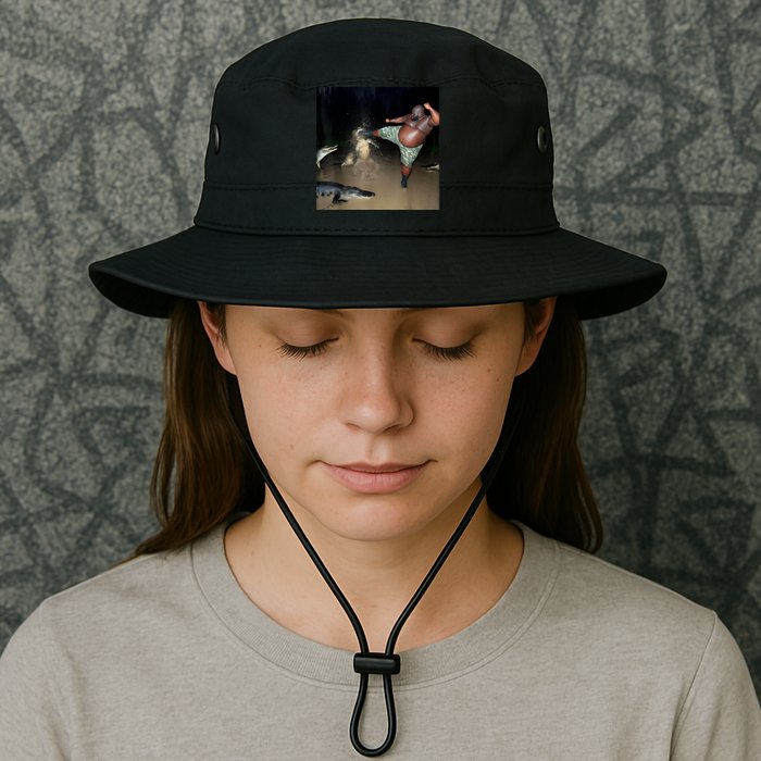 Man Kicking Alligator In Swamp Funny Oddly Specific Meme Bucket Hat