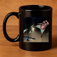 Man Kicking Alligator In Swamp Funny Oddly Specific Meme 11oz C Handle Ceramic Mug