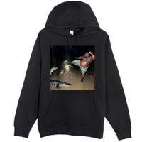 Man Kicking Alligator In Swamp Funny Oddly Specific Meme Premium Pullover Hoodie