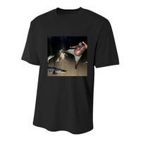 Man Kicking Alligator In Swamp Funny Oddly Specific Meme Youth Performance Sprint T-Shirt