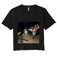 Man Kicking Alligator In Swamp Funny Oddly Specific Meme Crop Top