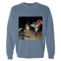 Man Kicking Alligator In Swamp Funny Oddly Specific Meme Garment-Dyed Sweatshirt