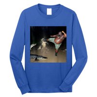 Man Kicking Alligator In Swamp Funny Oddly Specific Meme Long Sleeve Shirt