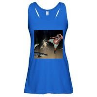 Man Kicking Alligator In Swamp Funny Oddly Specific Meme Ladies Essential Flowy Tank