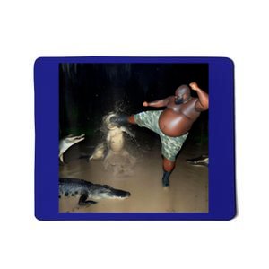 Man Kicking Alligator In Swamp Funny Oddly Specific Meme Mousepad