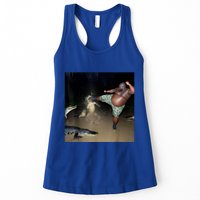 Man Kicking Alligator In Swamp Funny Oddly Specific Meme Womens Tank Top