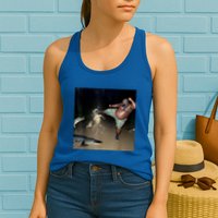 Man Kicking Alligator In Swamp Funny Oddly Specific Meme Womens Tank Top