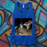 Man Kicking Alligator In Swamp Funny Oddly Specific Meme Womens Tank Top