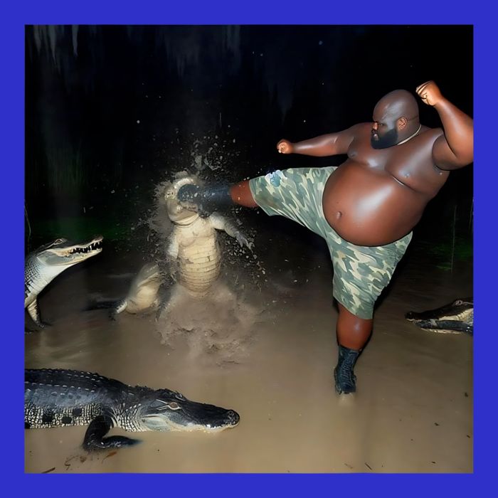 Man Kicking Alligator In Swamp Funny Oddly Specific Meme Baby Bodysuit