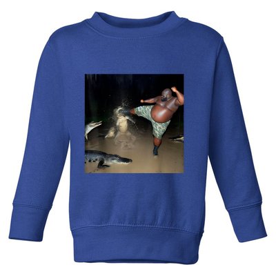 Man Kicking Alligator In Swamp Funny Oddly Specific Meme Toddler Sweatshirt