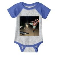 Man Kicking Alligator In Swamp Funny Oddly Specific Meme Infant Baby Jersey Bodysuit