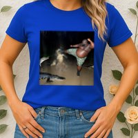 Man Kicking Alligator In Swamp Funny Oddly Specific Meme Womens T-Shirt
