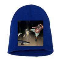 Man Kicking Alligator In Swamp Funny Oddly Specific Meme Short Acrylic Beanie