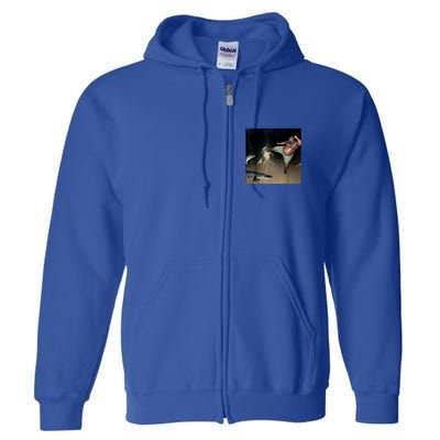Man Kicking Alligator In Swamp Funny Oddly Specific Meme Full Zip Hoodie