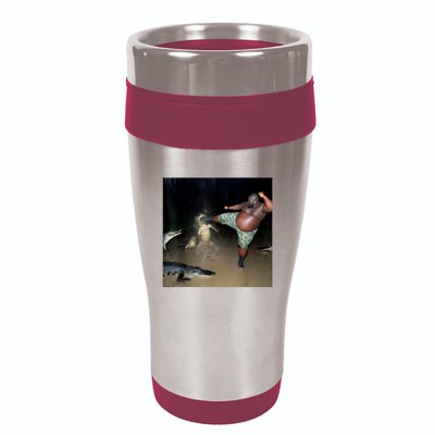 Man Kicking Alligator In Swamp Funny Oddly Specific Meme 16oz Travel Tumbler