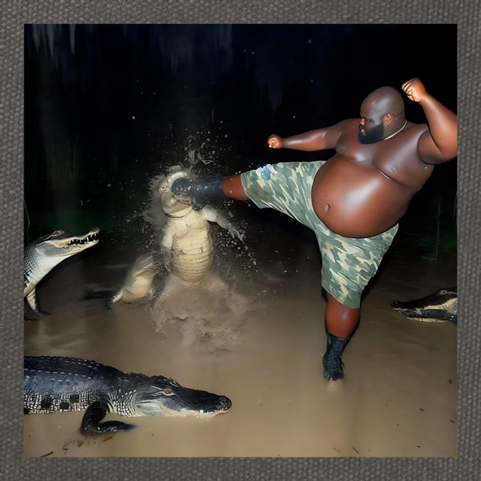 Man Kicking Alligator In Swamp Funny Oddly Specific Meme Cotton Canvas Backpack