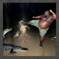 Man Kicking Alligator In Swamp Funny Oddly Specific Meme Vector Backpack