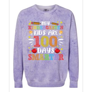 My Kindergarten Are 100 Days Smarter 100th Day Teachers Gift Colorblast Crewneck Sweatshirt