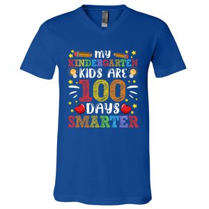 My Kindergarten Are 100 Days Smarter 100th Day Teachers Gift V-Neck T-Shirt