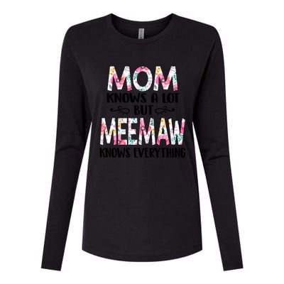 Mom Knows A Lot But Meemaw Knows Everything Mothers Day Cool Gift Womens Cotton Relaxed Long Sleeve T-Shirt