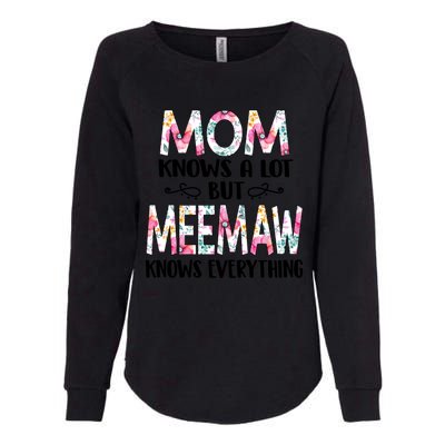 Mom Knows A Lot But Meemaw Knows Everything Mothers Day Cool Gift Womens California Wash Sweatshirt