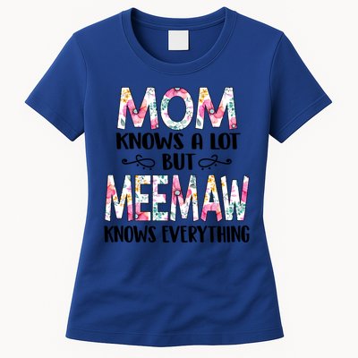 Mom Knows A Lot But Meemaw Knows Everything Mothers Day Cool Gift Women's T-Shirt