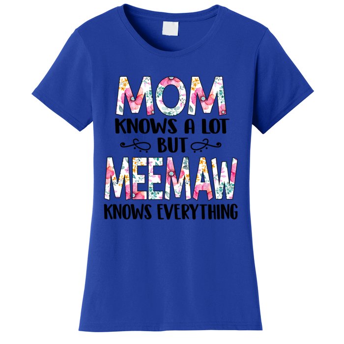 Mom Knows A Lot But Meemaw Knows Everything Mothers Day Cool Gift Women's T-Shirt