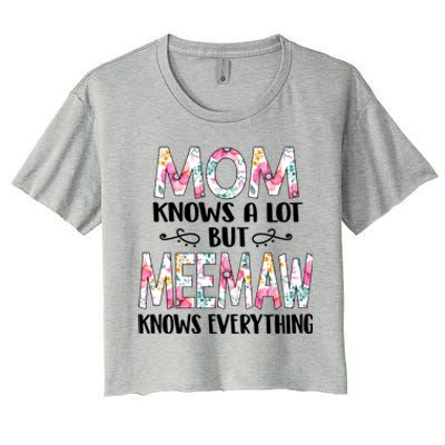 Mom Knows A Lot But Meemaw Knows Everything Mothers Day Cool Gift Women's Crop Top Tee